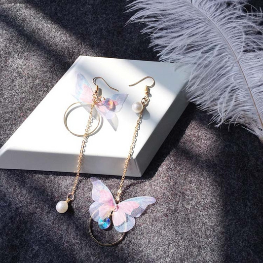 Pearl & Butterfly Wing Earrings